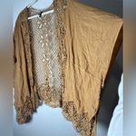 Torrid  Crochet Embroidered Ruana with Sleeves Camel Kimono Coverup Size O/S Photo 7