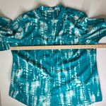 Calvin Klein  Tie Dye Button Down Blouse Size 2X Teal Lightweight Office Career Photo 7