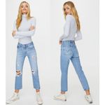 Levi's NWT  Wedgie High-Waisted Straight Leg Distressed Mom Jeans Blue Women's 25 Photo 1