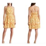 Collective Concepts Womens Floral Smocked Waist Halter Dress Yellow Medium NWOT Photo 1