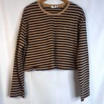 The Upside Tan & Black Striped Long Sleeve Crop 100% Cotton Shirt Size XL Brown Photo 9