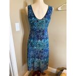 AGB Dress California Blue Teal Swirl Print Sleeveless Midi Dress Size 8 Photo 1