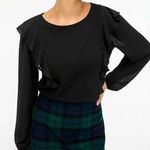 J.Crew Brand New Ruffle-Shoulder Top with Plaid Jacquard Sleeves Pullover XS Photo 0