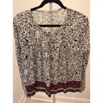Chloe K Women's M Floral Paisley Mixed Print Tunic Blouse Top Boho Cream Black Photo 0