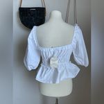 Altar'd State NWT ALTAR’D State White Puffy Sleeve Ruched Top, Size Small Photo 2