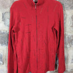 Spa By Chico's‎ Sweatshirt Woman's Small Red Beaded Stripes Full Zip Athletic Photo 0