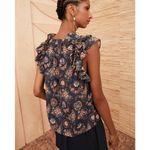 Ulla Johnson  Elisa Top Twilight Size 0 Ruffle Flutter Short Sleeve Tie Neck Boho Photo 4