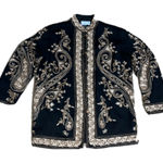 Soft Surroundings  Vintage 100% Wool Floral Embroidered Jacket Cardigan‎ Black XS Photo 0