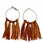 None Tassel Hoop Earrings Orange Yellow Statement Fashion Earrings Boho Fringe Large Photo 1