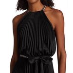 Monique Lhuillier ML Satin Chain-Link Belt Pleated Gown, Black Size 8 NWT $695 Photo 4