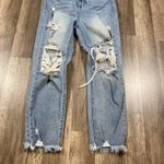 Cello Jeans Womens 3/26 Blue High Rise Straight Leg Ripped Distressed Stretch Photo 1