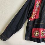 Sandy Starkman Jacket Sz XL Womens Black Embroidered Floral Mirror Embellished Photo 4