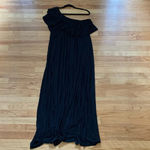 Soma  Soft Jersey One Shoulder Ruffle Maxi Dress‎ Black Size XL New With Tags Photo 2