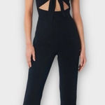 LITA by Ciara x Revolve Tie Front Jumpsuit Cut Out Black V Photo 0