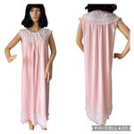 Vintage Margaret night gown sleeveless pink, white lace & ruffles size large Pink Photo 1