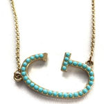 Plunder Jewelry “G” Initial Aqua and Gold Plated Vintage Necklace Photo 0