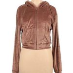SKIMS Sienna Brown Velour Zip Up Hoodie - L Photo 0
