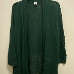 Dress Barn  Womens Dark Green Cardigan Sweater 3X 3XL 44” Knit Crochet Trim Photo 0