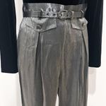 D.J. Summers Vintage 80s Black & Metallic Silver Belted Jumpsuit Romper Size 6 Photo 4