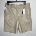 Babaton Aritzia Adrian faux leather high waisted shorts in sand white size 12 Photo 1