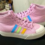 Adidas BRAVADO PLATFORM SNEAKERS WO SIZE 10 PINK BLUE GREEN ORANGE STRIPES CLEAN Photo 0