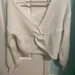 Hollister SheIn White Front Twist Sweater Photo 1