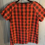 J.Crew Eliza Red & Black Plaid 100% Silk Taffeta Jewel Blouse | Women’s Size 4 Photo 3