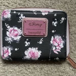 Lounge Fly New Without Tags Minnie small Zip Wallet Floral Black Pink Gold Photo 0