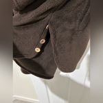 Misslook brown fuzzy house coat with hood pockets button up sz small Photo 4