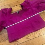 EXPRESS linen blend puff sleeve magenta x Photo 2