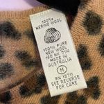 Valerie Stevens 100% Merino Wool Sweater Leopard Print Crew 3/4 Sleeve Medium Photo 4