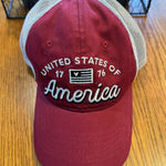 Women's United States Of America Trucker Hat Mesh Snapback Baseball‎ Cap Red Photo 0