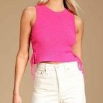 Lulus Tied Score Hot Pink Lace Up Sweater Tank Size L Photo 0
