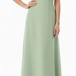 Womens Sage Green One Shoulder Ruffle Maxi Dress Size 14 Formal Evening Gown Photo 0