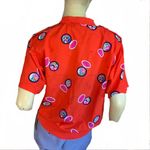 Diane Von Furstenberg VINTAGE 1990'S  TOMATO RED NOVELTY BLOUSE (M) Photo 3