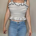 Saylor  White and Black Striped Crop Top Size Small Photo 0