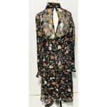 Mikael Aghal Floral Mock Neck‎ Dress Long Sleeve Knee Length Black Multi Size 12 Photo 4