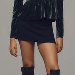 Anthropologie NWT Dark Green Maeve Velvet Babydoll top size XS Photo 0