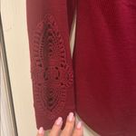 Eye Candy  BRAND BURGUNDY RIBBED L/S TEE SHIRT SCOOP NECK 
LACE DESIGN ON CUFF Photo 7
