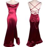 Windsor  Satin Lace Up Strappy Dress Medium Wine Red Photo 1