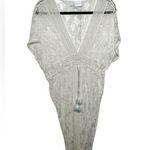Tashia Lace Maxi Cover Up White Kaftan Deep V Tassel Drawstring Side Slits SizeS Photo 0