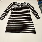 White House | Black Market  Women XS Black White Peach Stripe Tunic Shirt Dress NEW Photo 0