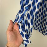 Nic+Zoe  Blue Falling Dots Blouse Long Sleeve Tie Women’s Size Medium Viscose Photo 5
