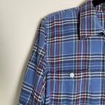Retro Lauren Jeans Co. Womens Long Sleeve Tartan Plaid Button Down Shirt Large Blue Size XS Photo 3