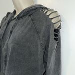 Don't Ask Why Don’t Ask Why Vintage Wash Cropped Cold Shoulder Hoodie W Cutouts Gray Women’s Photo 3