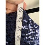 Badgley Mischka Collection Gown Navy Blue Sequin Draped Back Formal Evening 2 Photo 7