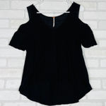 Free People  Black Cold Shoulder V Neck Tunic Top Shirt XS Photo 0