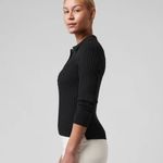 Athleta Sweet Bay collar Henley Sweater in Black Stretchy NEW W2000 Plus Size 3X Photo 2