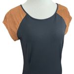 Ralph Lauren Lauren Black Dress with Perforated Suede Look Cap Sleeves M Photo 3