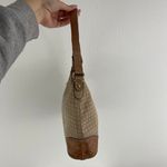 Nine West Vintage Y2K Tan Brown Faux Leather Canvas Lattice Shoulder Bag Purse Photo 7